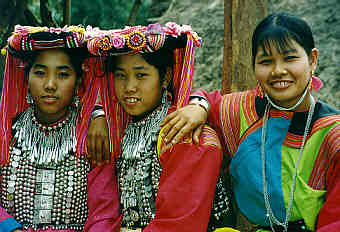 Lisu Girls at Lisu New Year, Lisu Village in Chiang Mai Province, Northern Thailand.